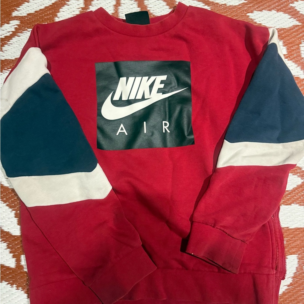 Nike Red Colorblock Crewneck Sweatshirt with Navy & White Accents